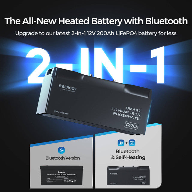 Renogy PRO 12V 200Ah Smart LiFePO4 Battery w/ Bluetooth & Self Heating