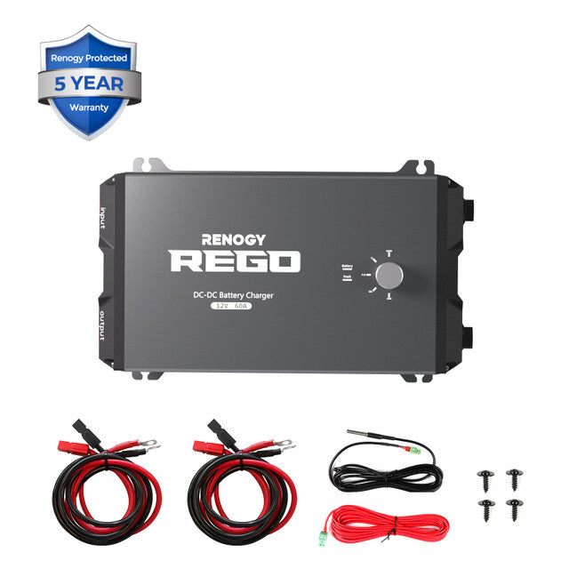 Renogy REGO 12.8V 400Ah Lithium Iron Phosphate Batteries w/ REGO 60A DC to DC Charger