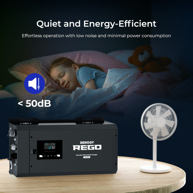 Renogy REGO 3000W 12V Pure Sine Wave Inverter Charger w/ LCD Display