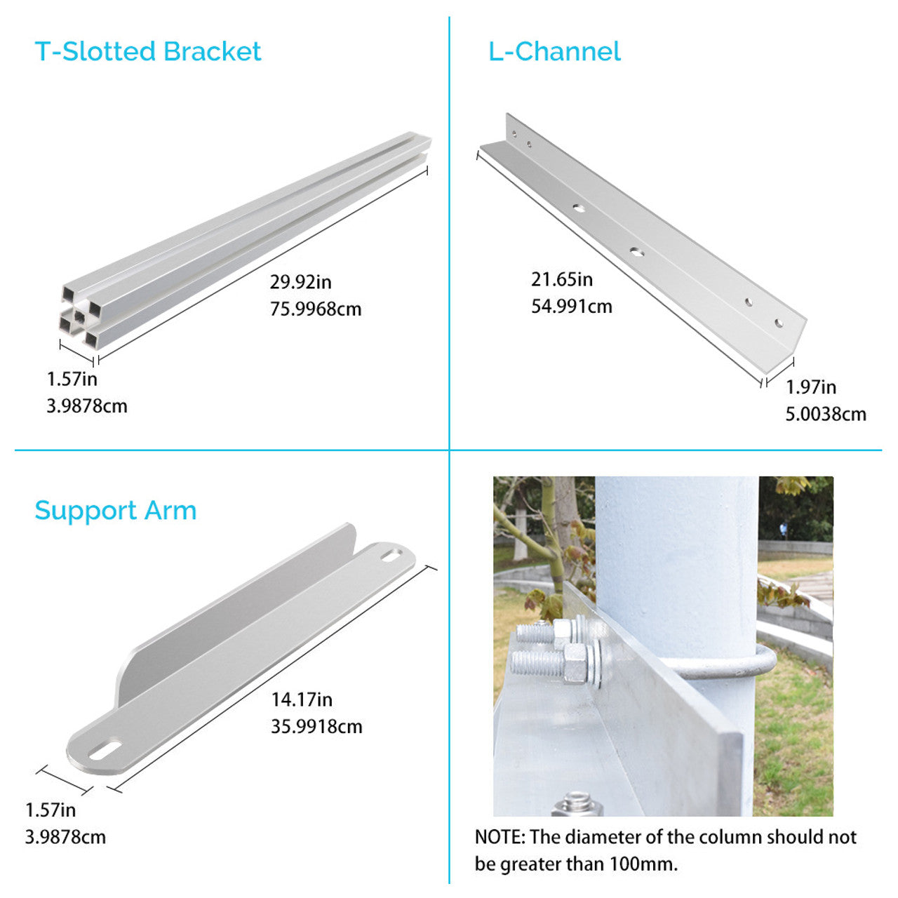 Renogy Solar Panel Pole Mount Single Side 27.4 Inches