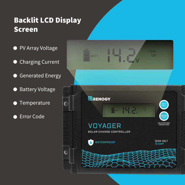 Renogy Voyager 12/24V 20A PWM Waterproof Solar Charge Controller