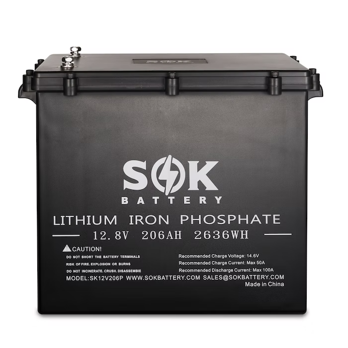 SK12V206PH | Marine Grade 12V 206Ah LiFePO4 Battery, Sealed Plastic Box