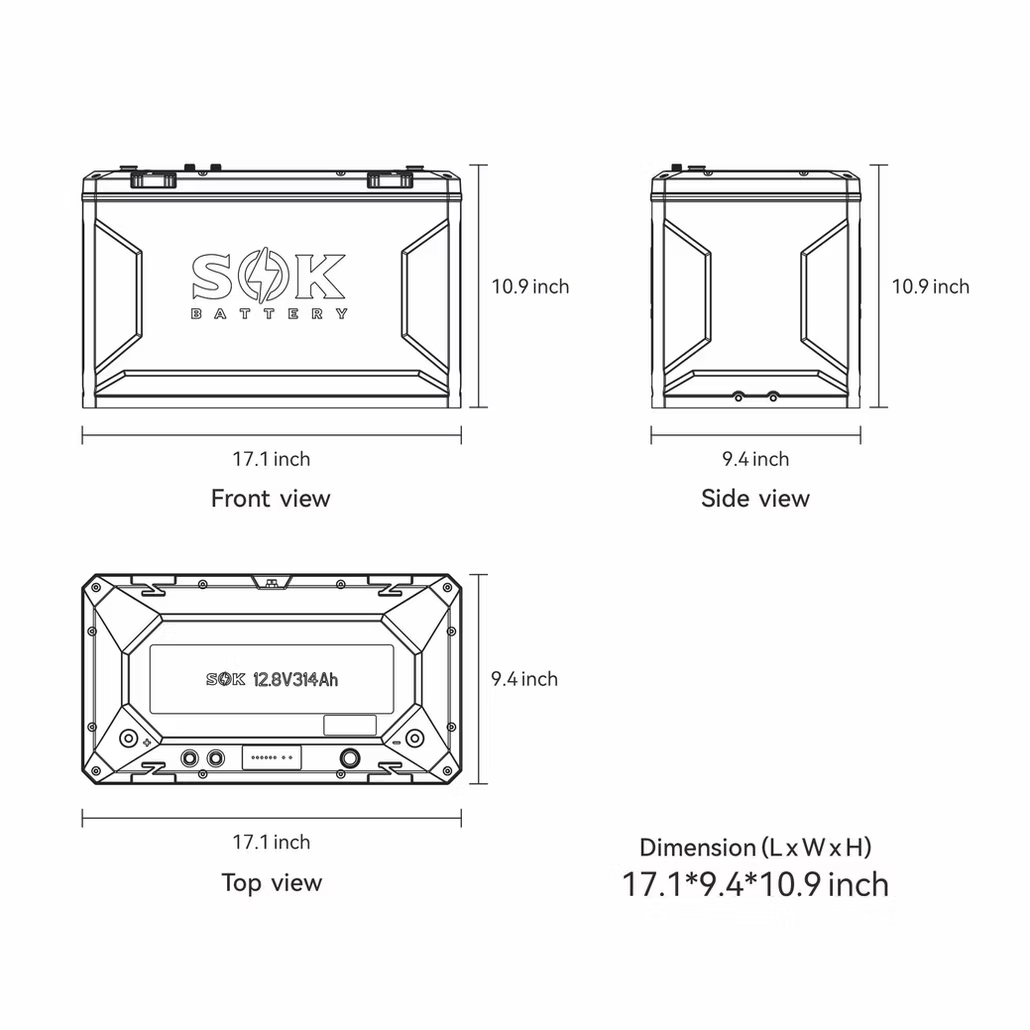 SK12V314PH | 12V314Ah Battery, Built-In Heater & Bluetooth, Victron CAN Comms