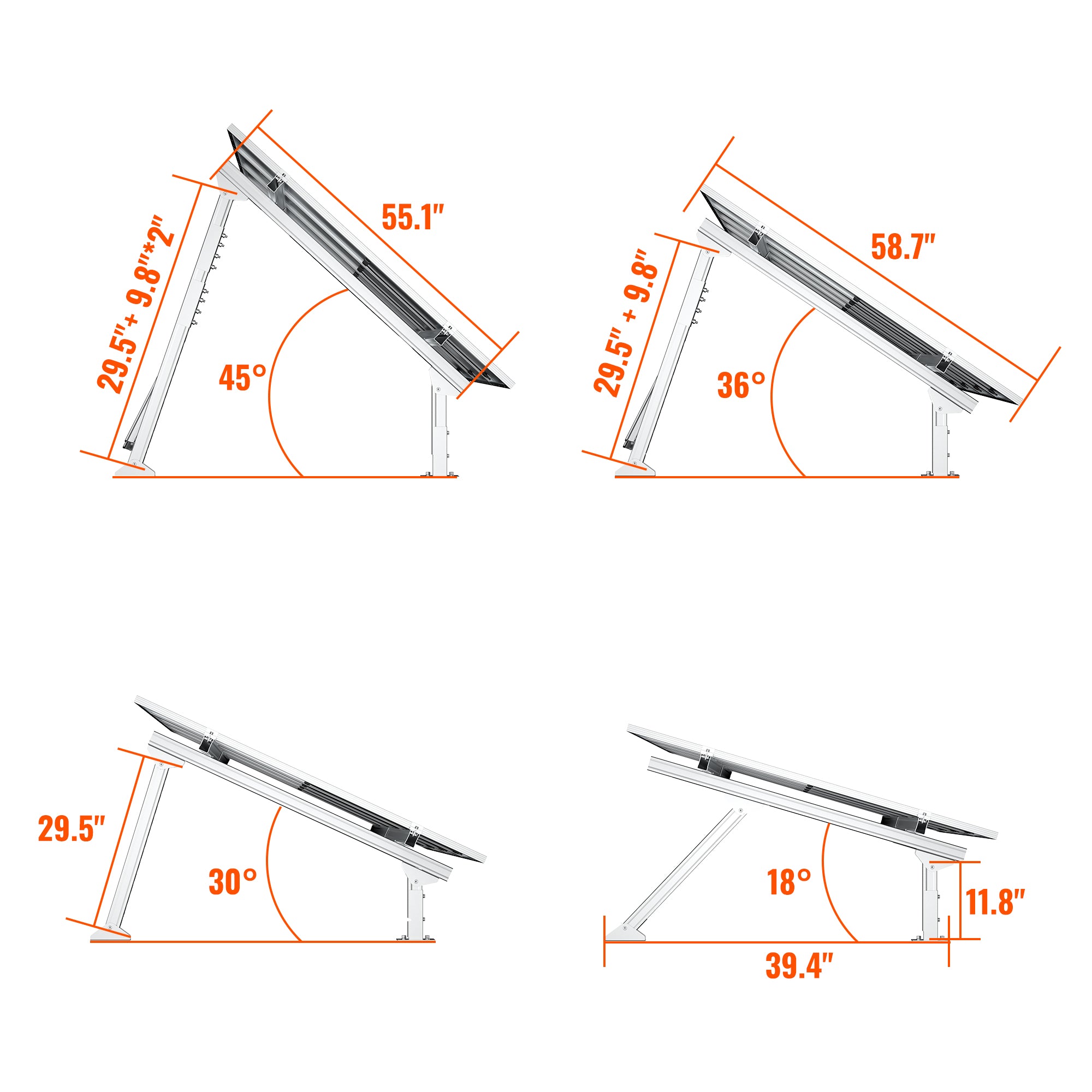 Rich Solar Solar Ground Mount | Fit MEGA 200/MEGA 220/MEGA 250 | Adjustable, Easy-to-Install Brackets for 1-4 Panels