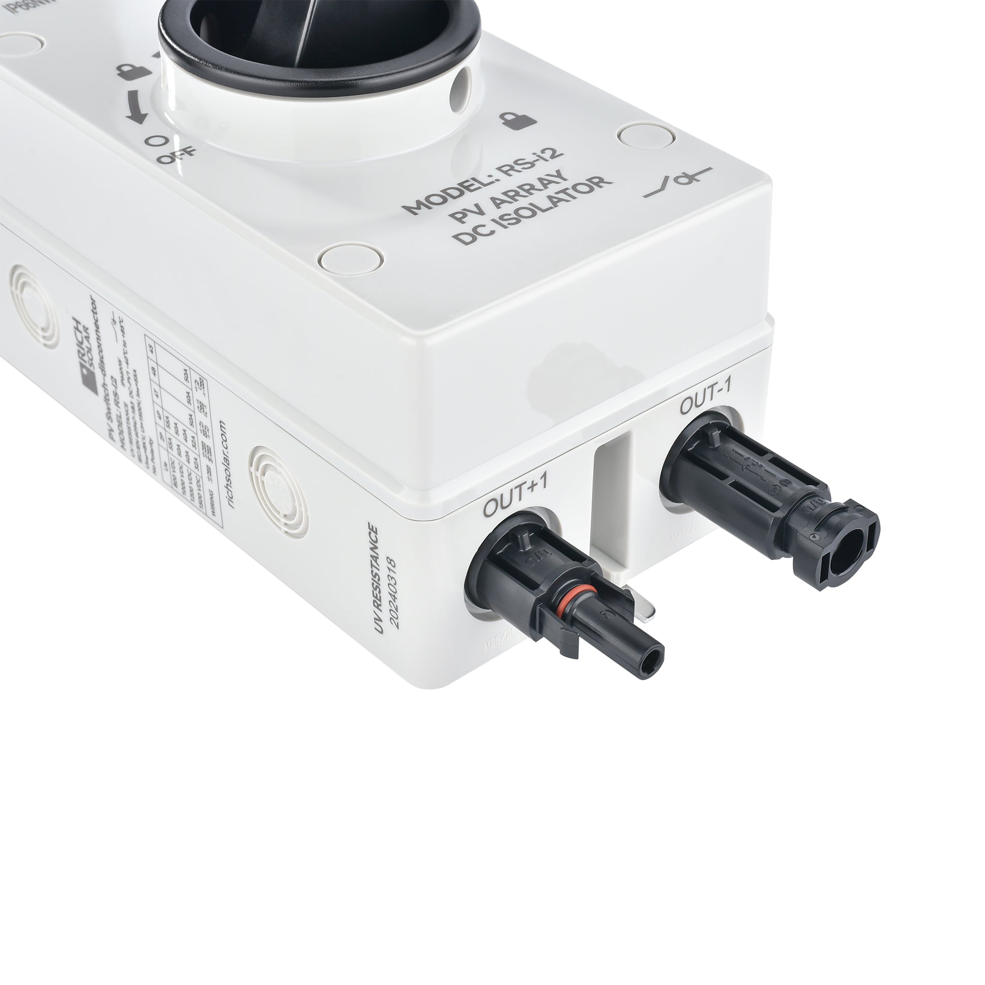 Rich Solar Solar PV DC Quick Disconnect Switch | Solar Array DC Quick Disconnect Switch | 1500 Volt 55 Amp | 2 Pole 1 String | Easy to Install