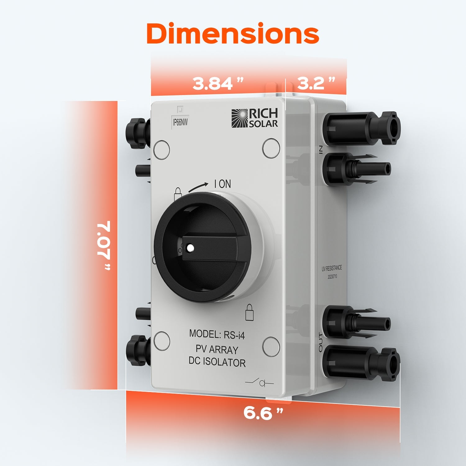 Rich Solar Solar PV DC Quick Disconnect Switch | Solar Array DC Quick Disconnect Switch | 1500 Volt 55 Amp | 4 Pole 2 Strings | Easy to Install