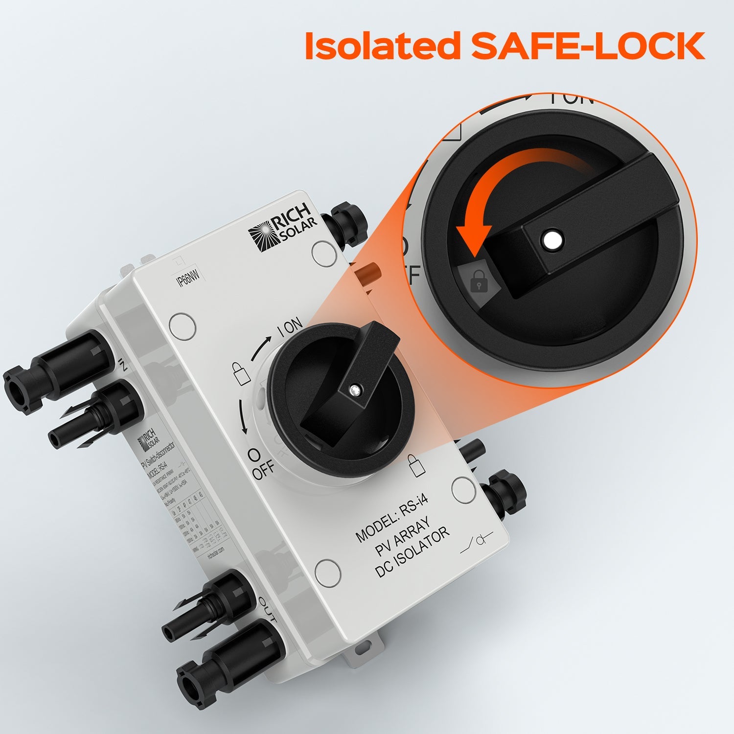 Rich Solar Solar PV DC Quick Disconnect Switch | Solar Array DC Quick Disconnect Switch | 1500 Volt 55 Amp | 4 Pole 2 Strings | Easy to Install