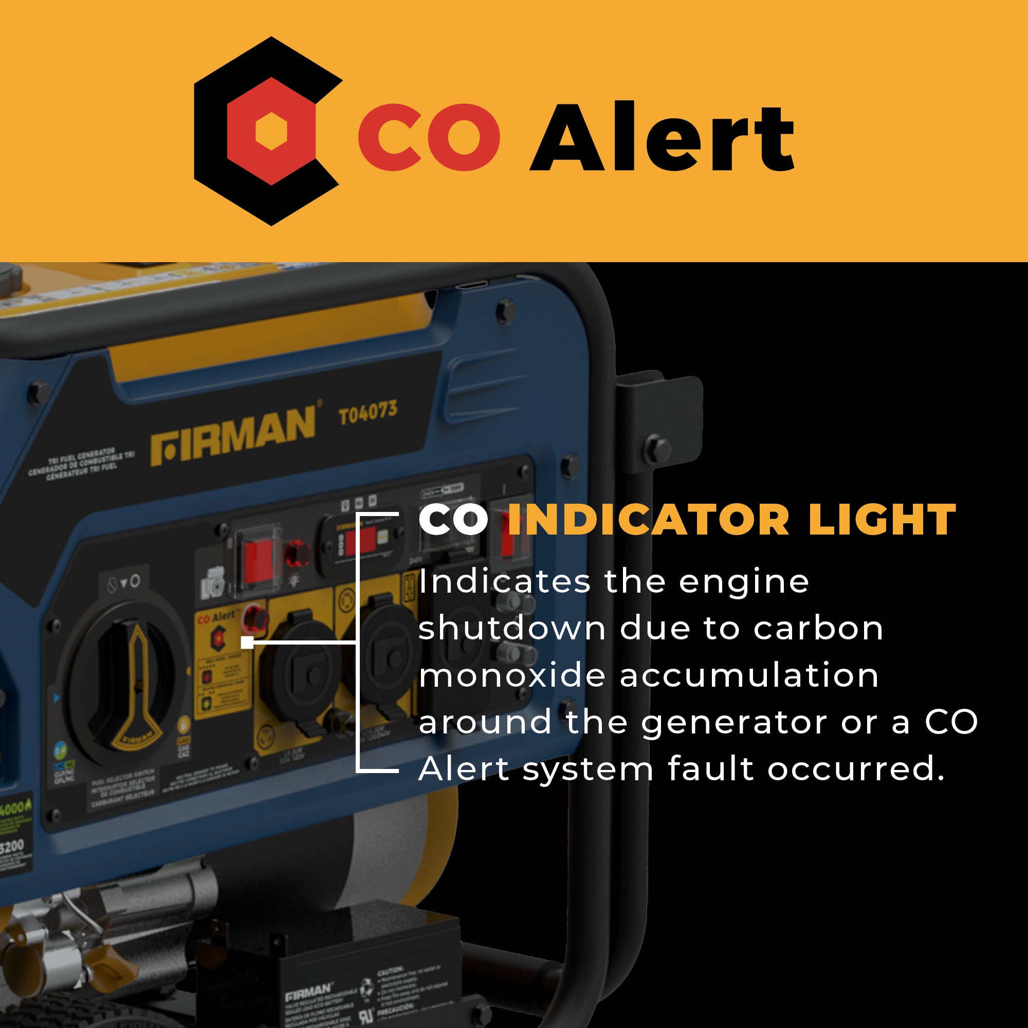 Tri Fuel Portable Generator 5000/4000W Electric Start 120/240V with CO ALERT