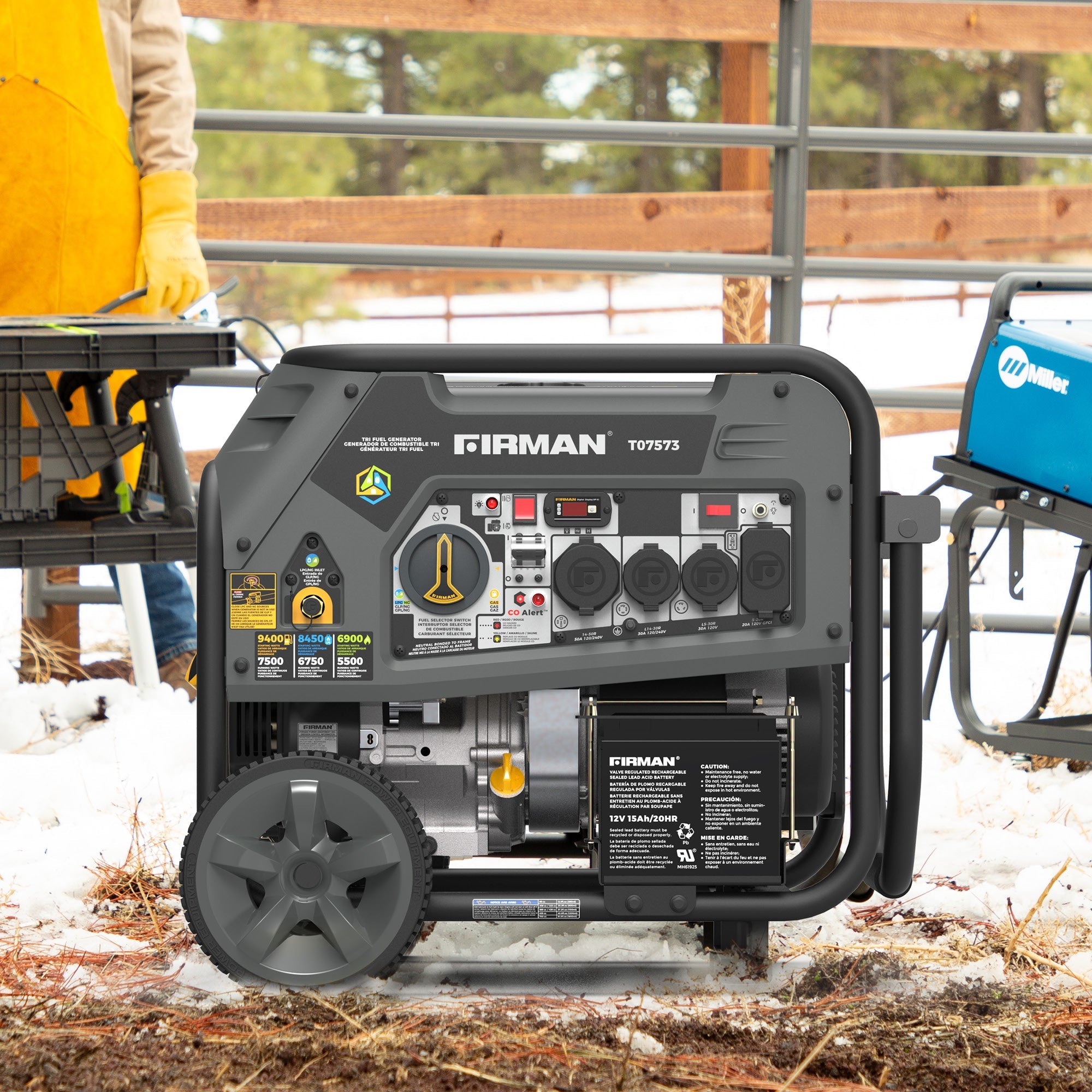 Tri Fuel Portable Generator 9400/7500W Electric Start 120/240V with CO Alert