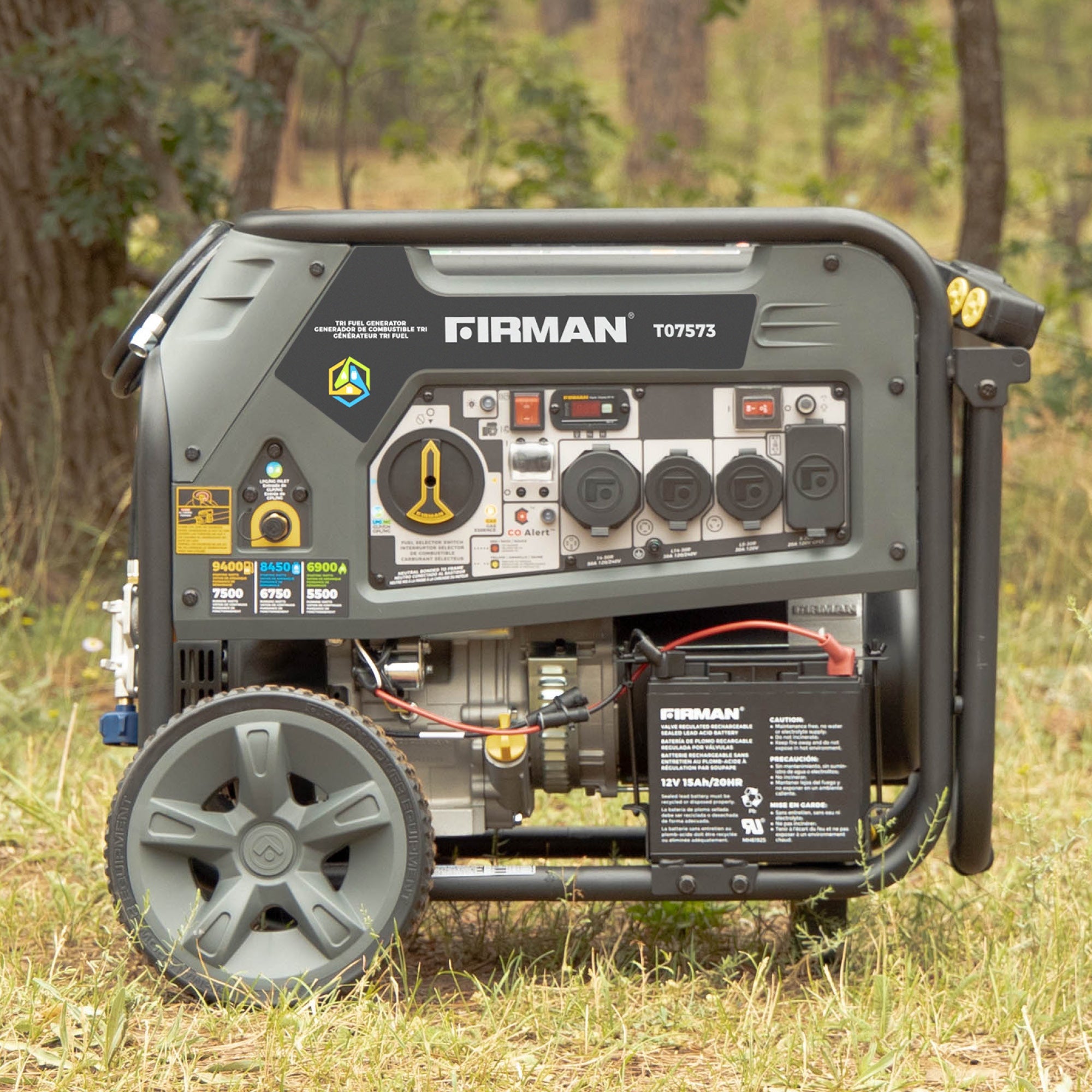 Tri Fuel Portable Generator 9400/7500W Electric Start 120/240V with CO Alert