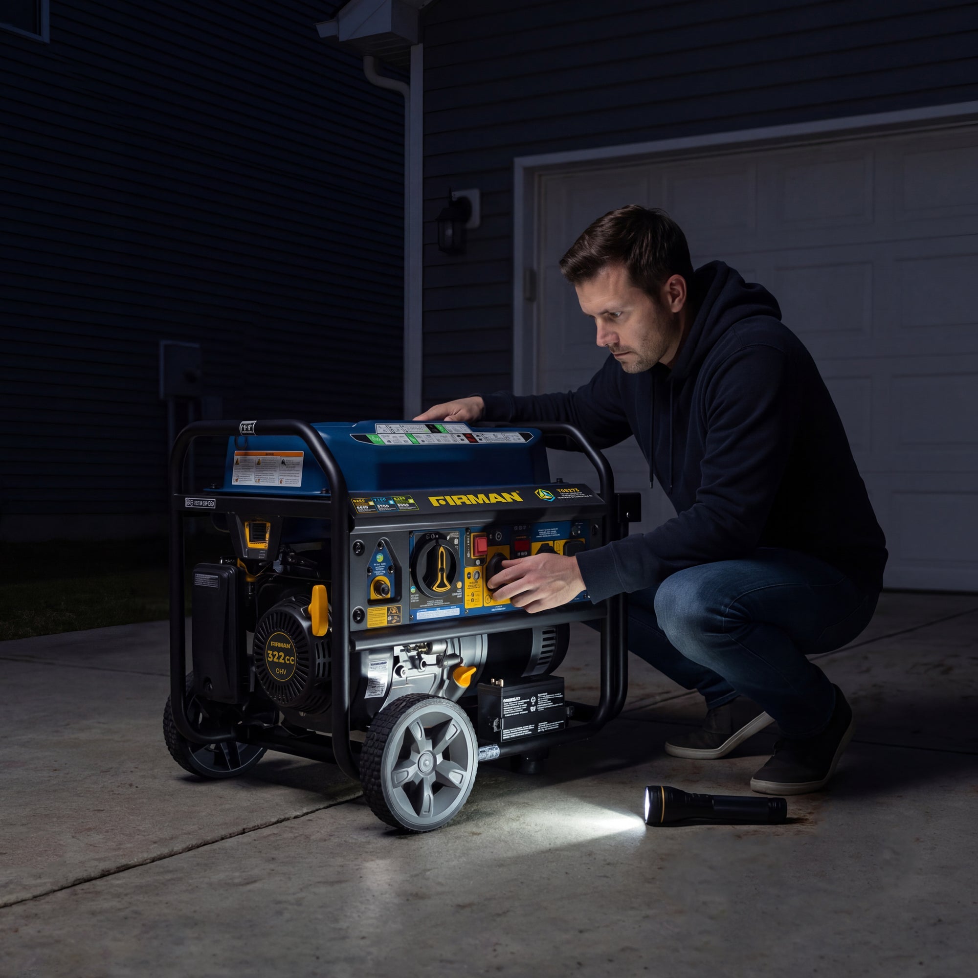 Tri Fuel Portable Generator 8250/6600W Electric Start Wheel Kit Cover & Cord CO Alert