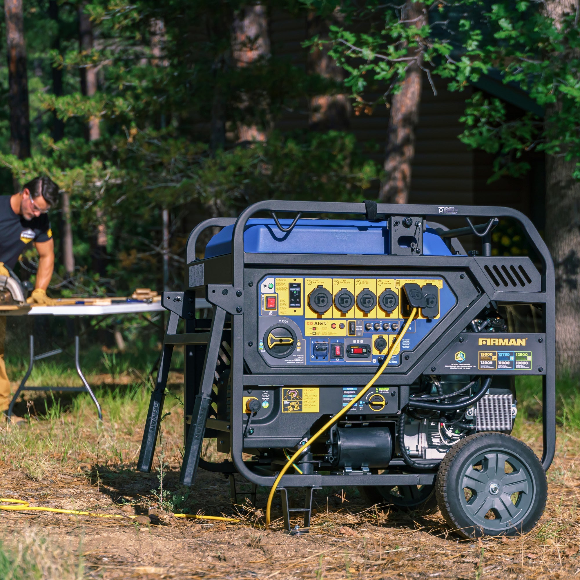 TRI FUEL PORTABLE GENERATOR 15000/12000W ELECTRIC START 120/240V WITH CO ALERT