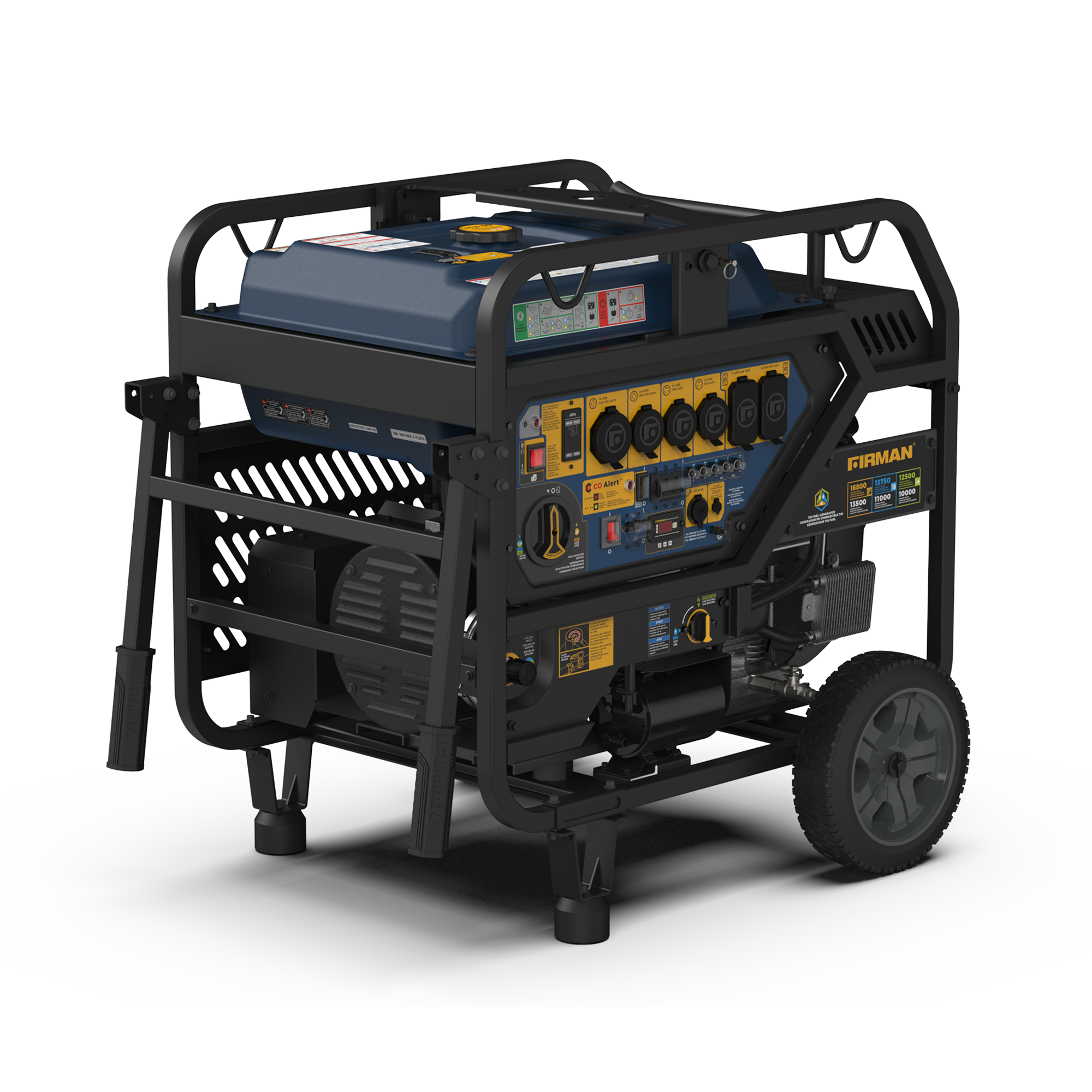 TRI FUEL PORTABLE GENERATOR 16800/13500W ELECTRIC START 120/240V WITH CO ALERT