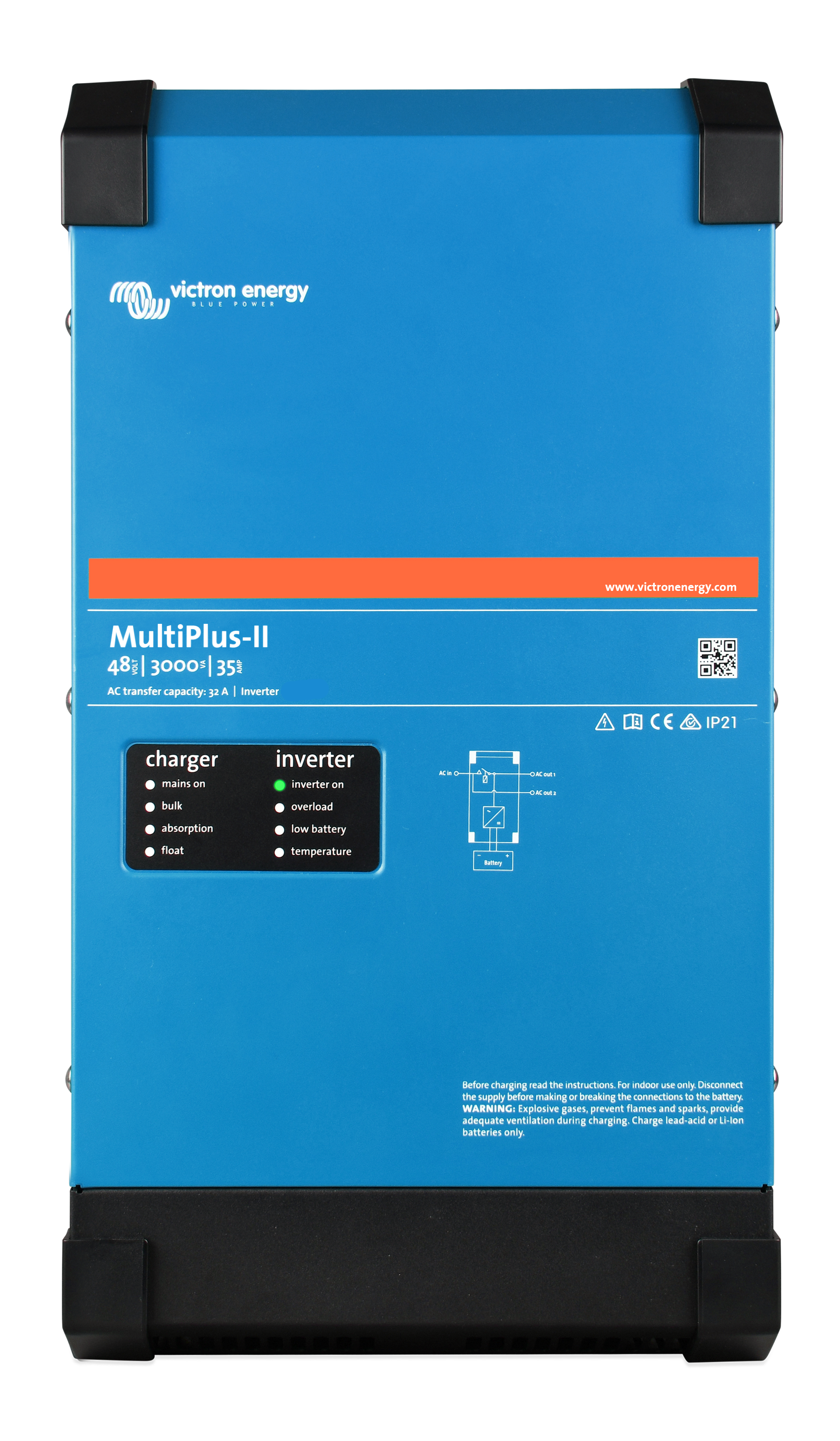 Victron MultiPlus-II 48/3000/35-50 120V (UL 1741) Inverter Charger – 3000W Pure Sine Wave Inverter & 35A Charger for Solar Off-Grid & ESS Systems