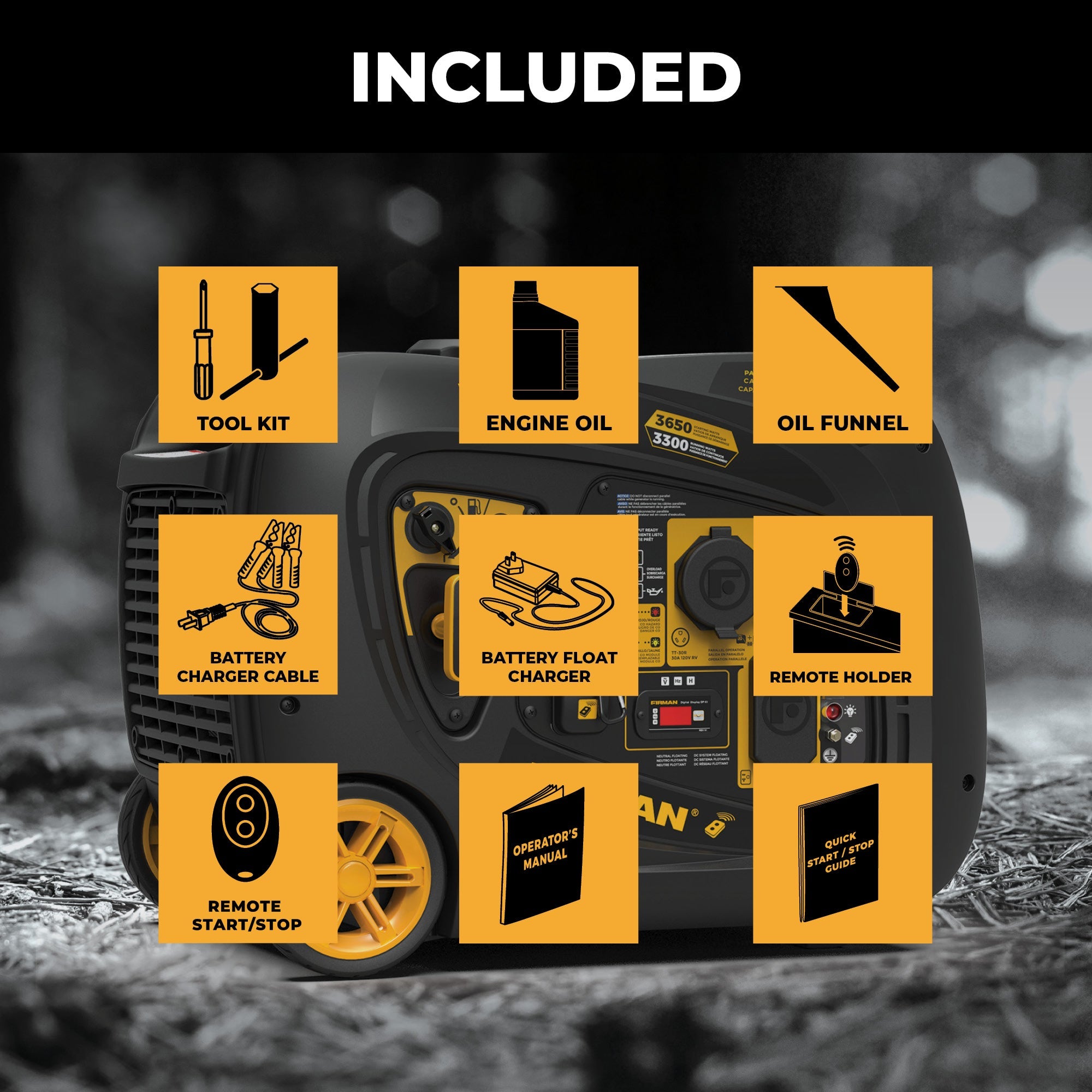 Inverter Portable Generator 4125/3300W Remote Start with CO ALERT