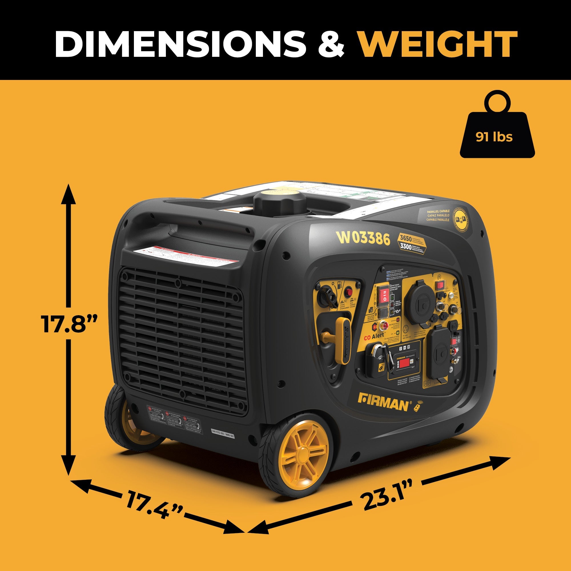 Inverter Portable Generator 4125/3300W Remote Start with CO ALERT