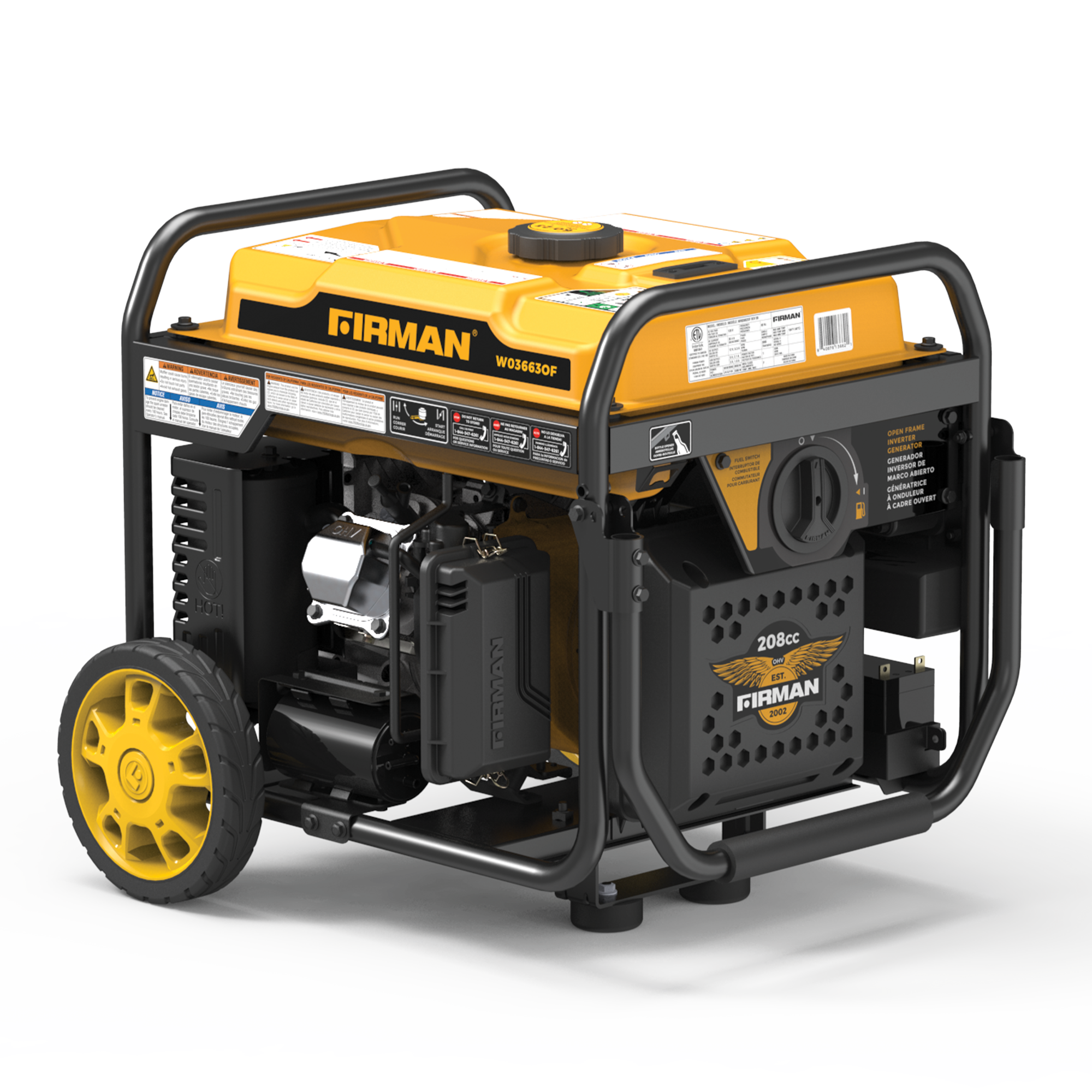 Inverter Open Frame Portable Generator 4500/3650W Remote Start with CO Alert