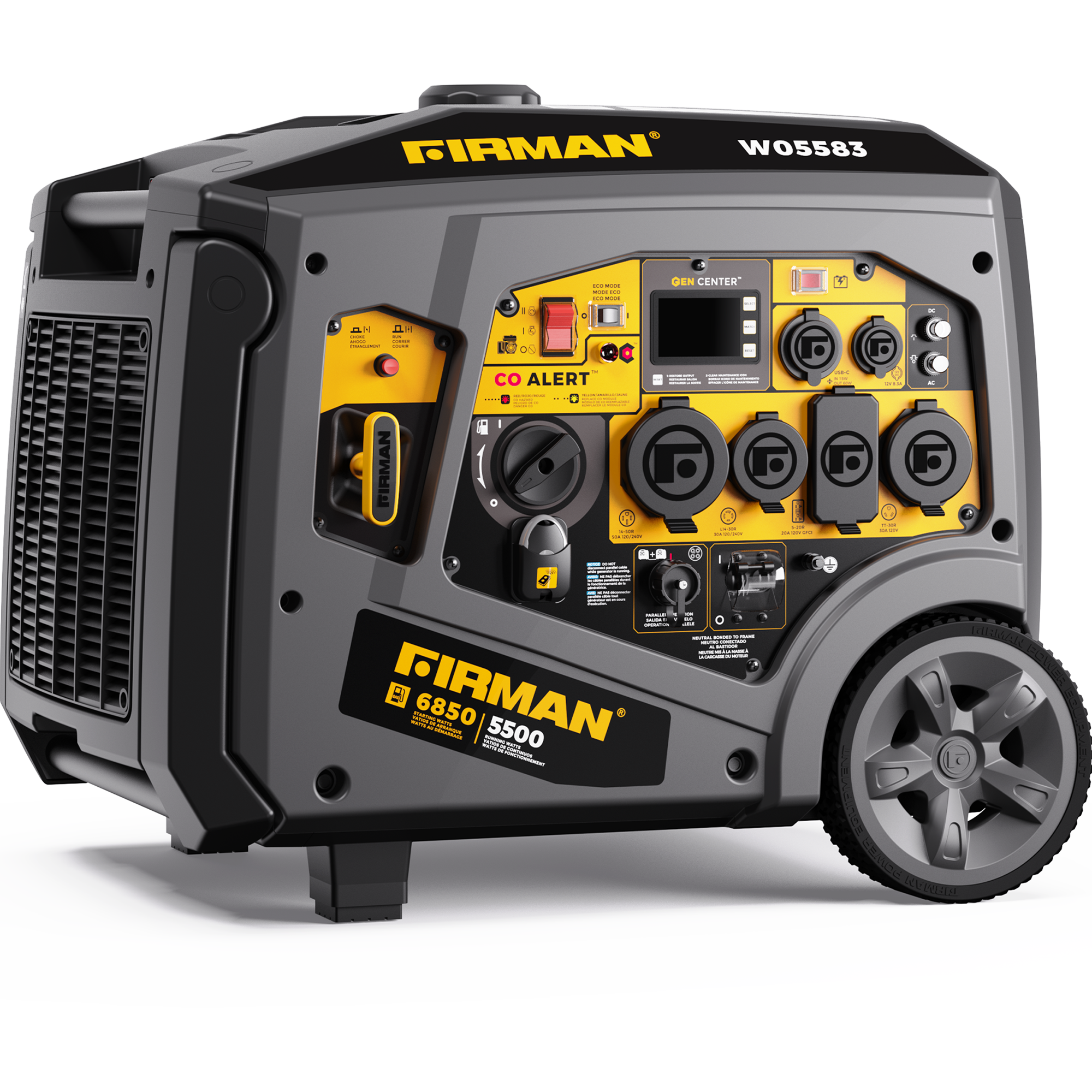Gas Inverter Portable Generator 6850/5500 Watt Remote Start 120/240V CO Alert