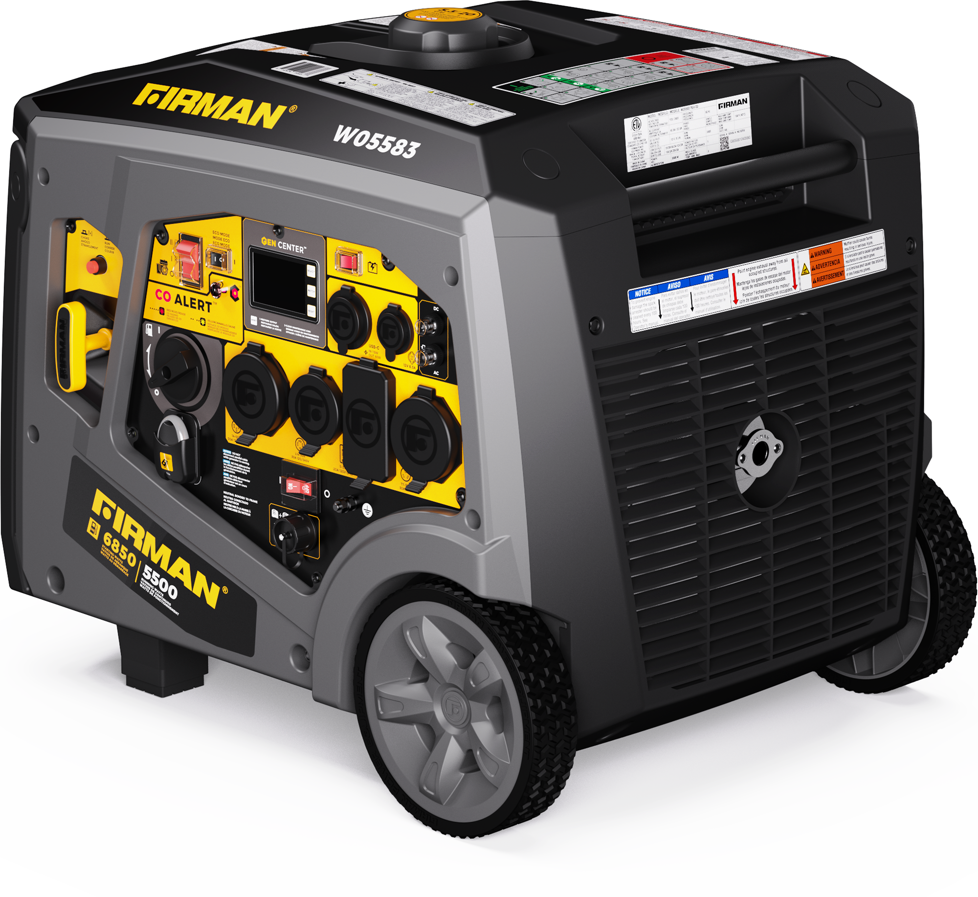 Gas Inverter Portable Generator 6850/5500 Watt Remote Start 120/240V CO Alert