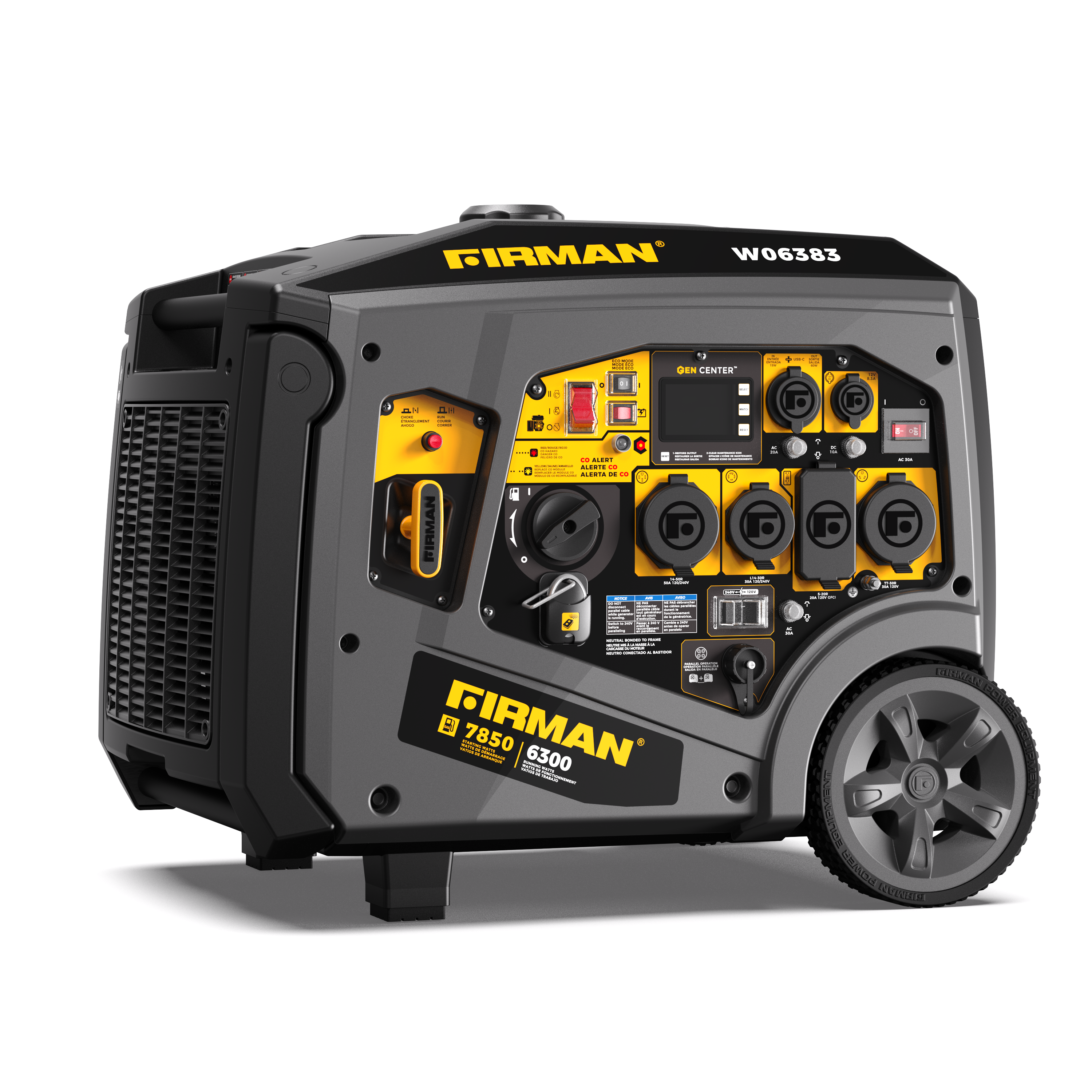 Gas Inverter Portable Generator 7850/6300 Watt Remote Start 120/240V CO Alert