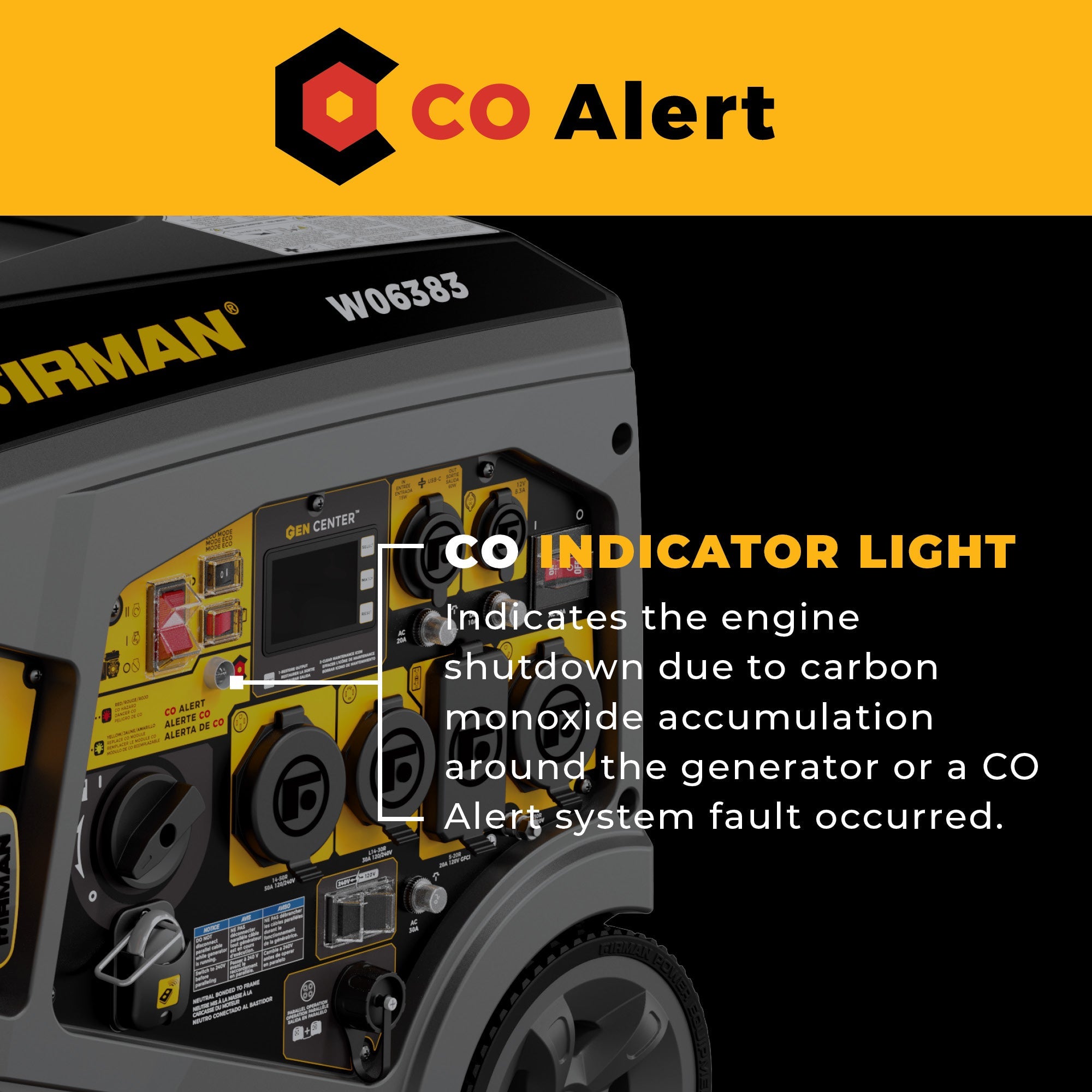 Gas Inverter Portable Generator 7850/6300 Watt Remote Start 120/240V CO Alert