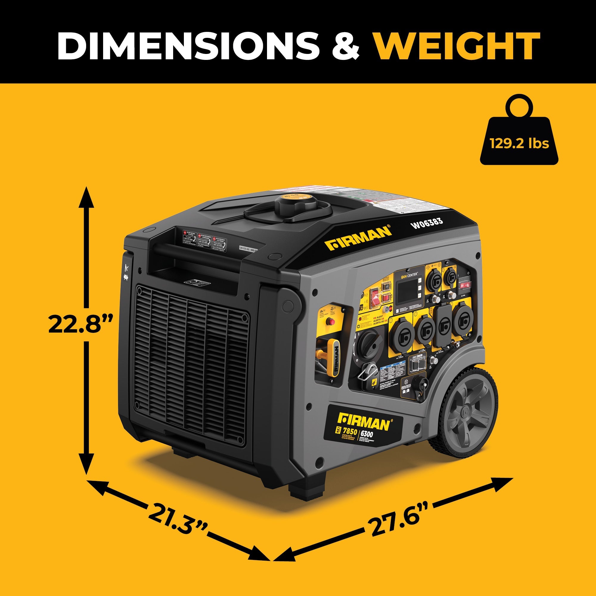Gas Inverter Portable Generator 7850/6300 Watt Remote Start 120/240V CO Alert