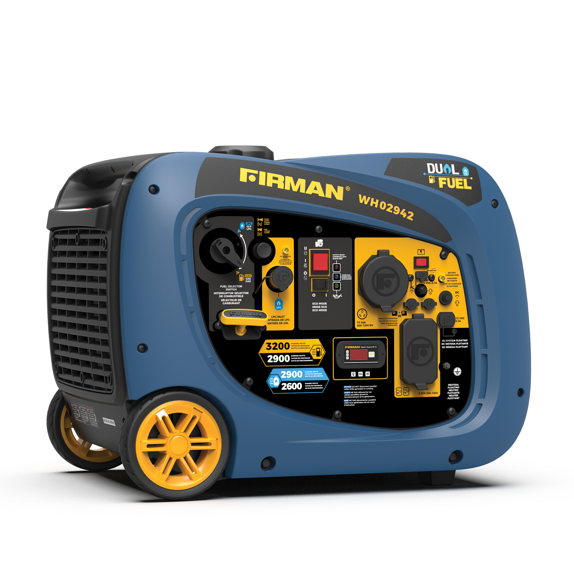 Dual Fuel Inverter Portable Generator 3200/2900W Electric Start