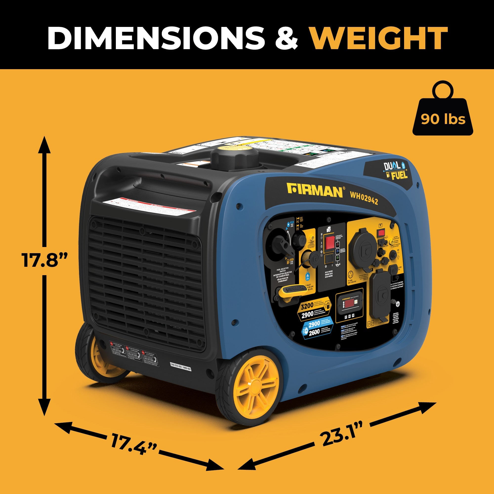 Dual Fuel Inverter Portable Generator 3200/2900W Electric Start