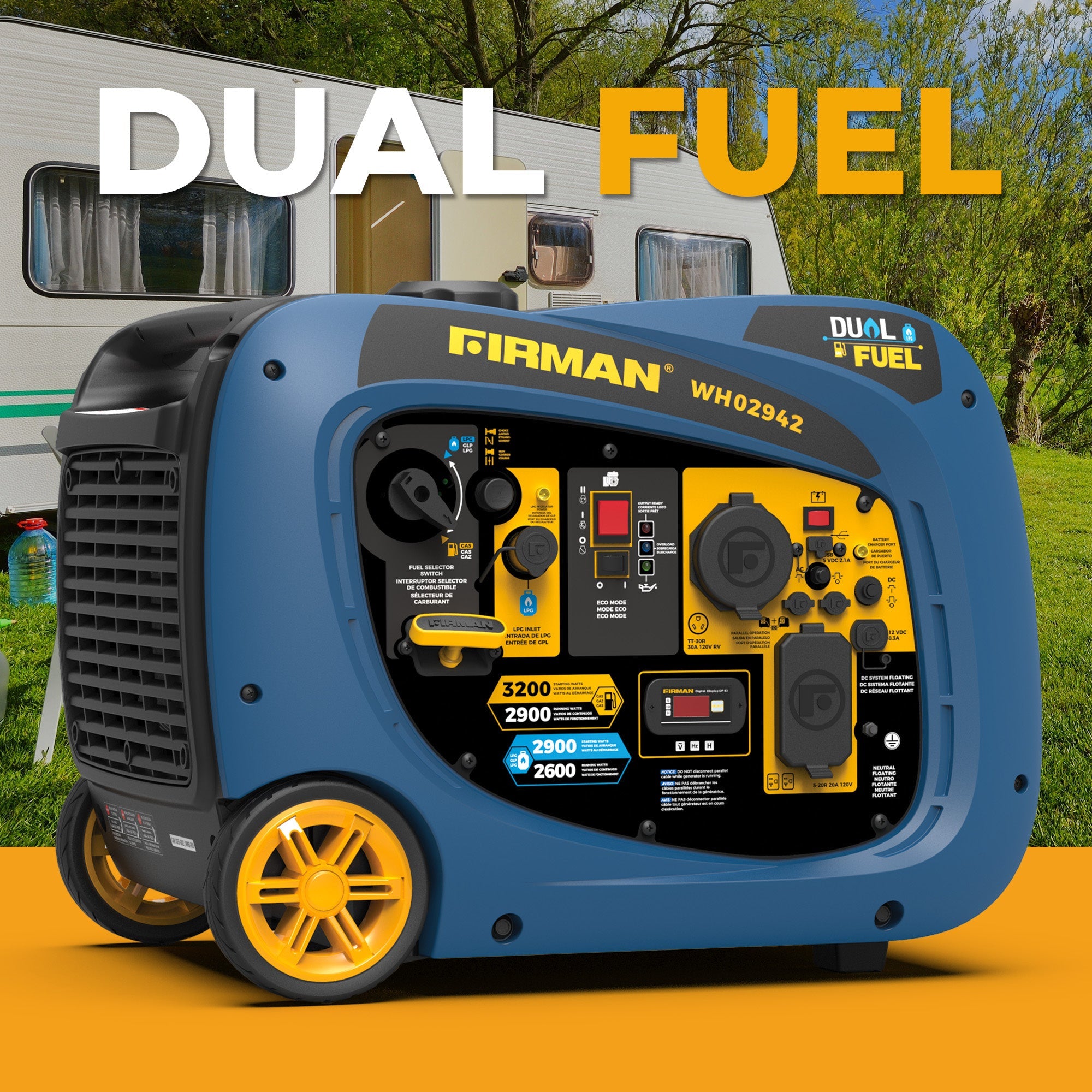 Dual Fuel Inverter Portable Generator 3200/2900W Electric Start