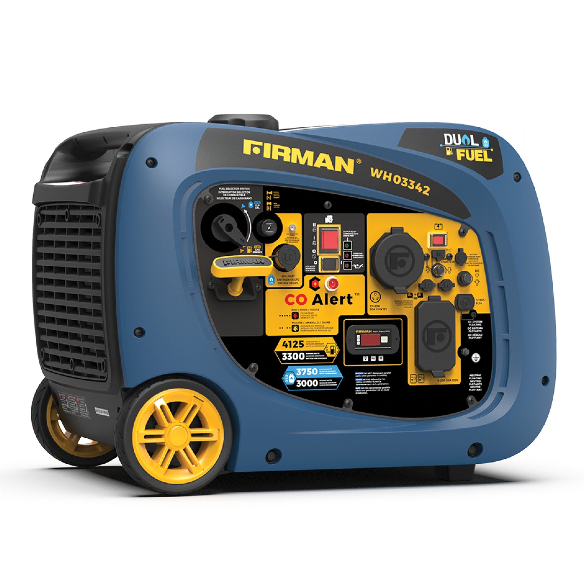 Dual Fuel Inverter Portable Generator 4125/3300W Electric Start with CO ALERT