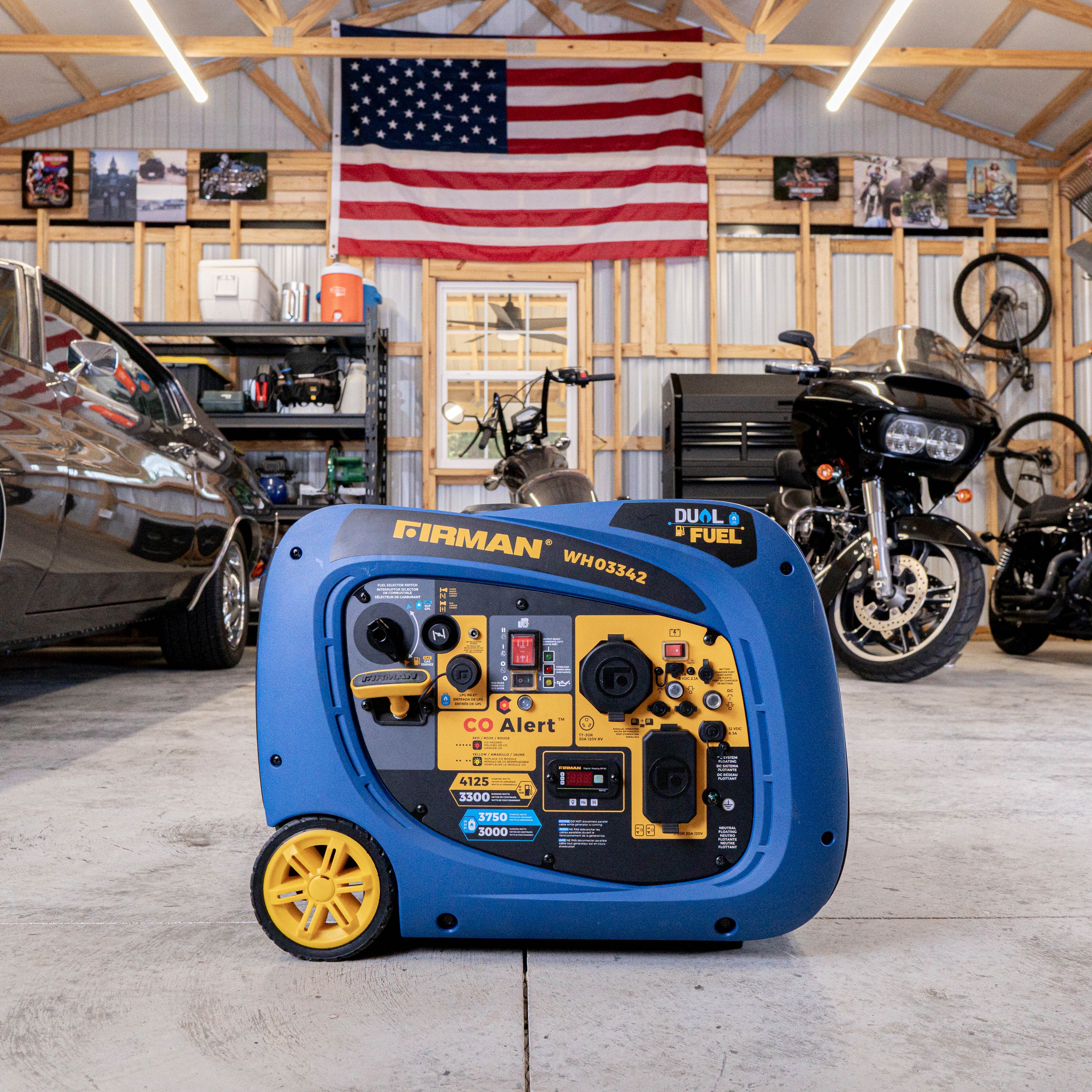 Dual Fuel Inverter Portable Generator 4125/3300W Electric Start with CO ALERT