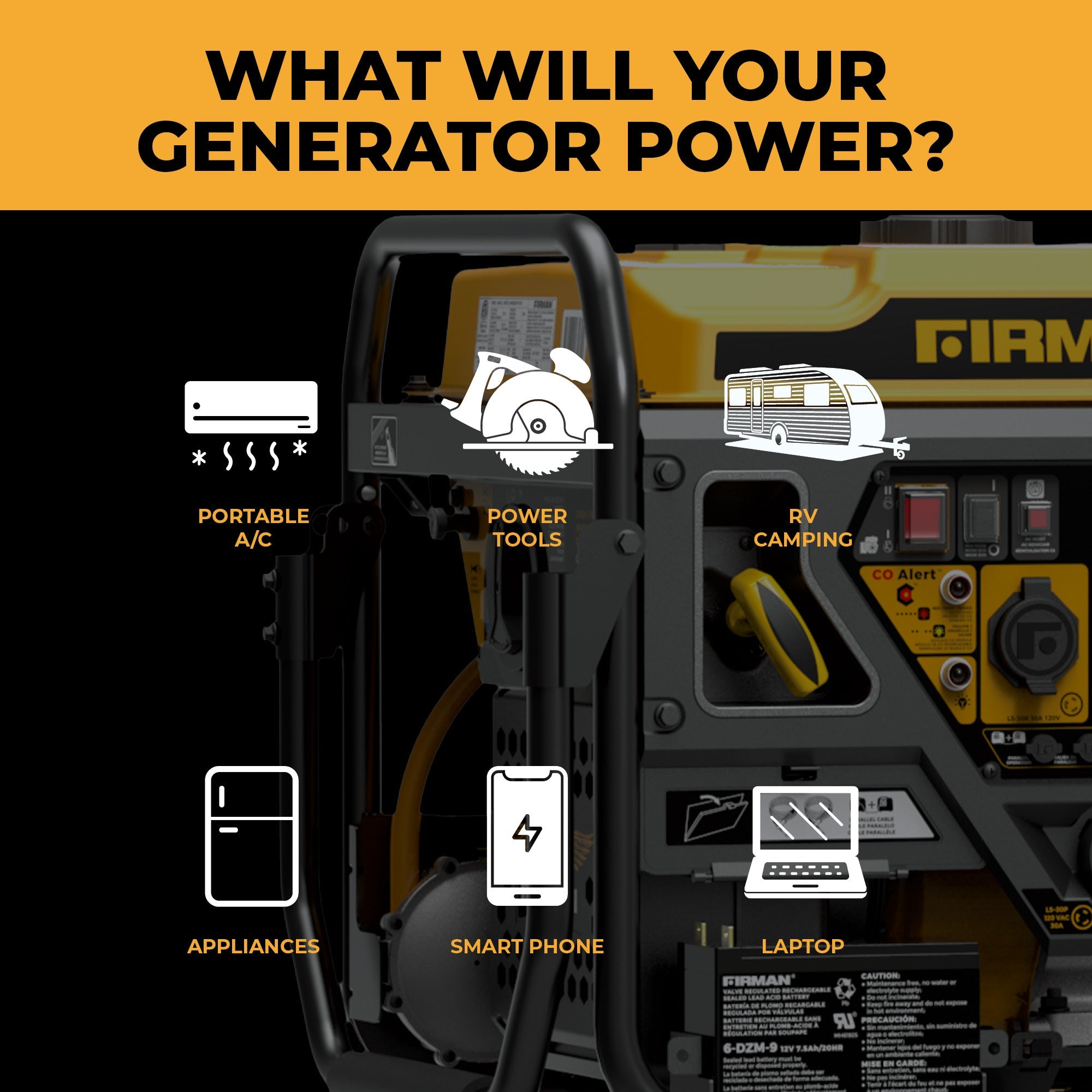 Dual Fuel Open Frame Inverter 4400/3500W Electric Start with CO ALERT
