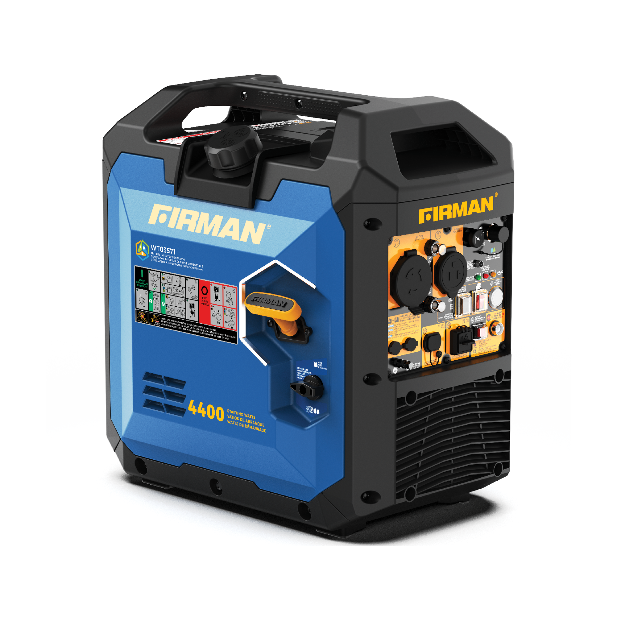 Tri Fuel Inverter Portable Generator 4400/3500 Watt Electric Start 120V Parallel Ready CO Alert