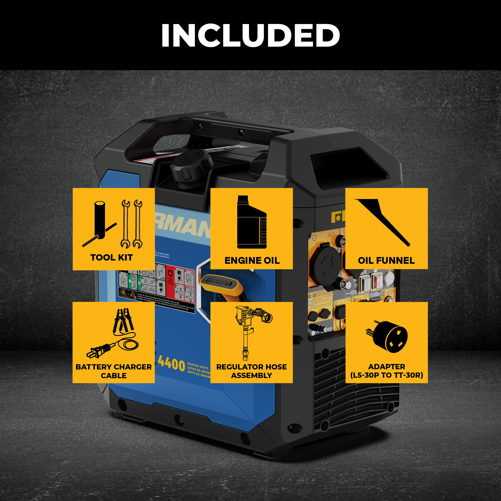 Tri Fuel Inverter Portable Generator 4400/3500 Watt Electric Start 120V Parallel Ready CO Alert