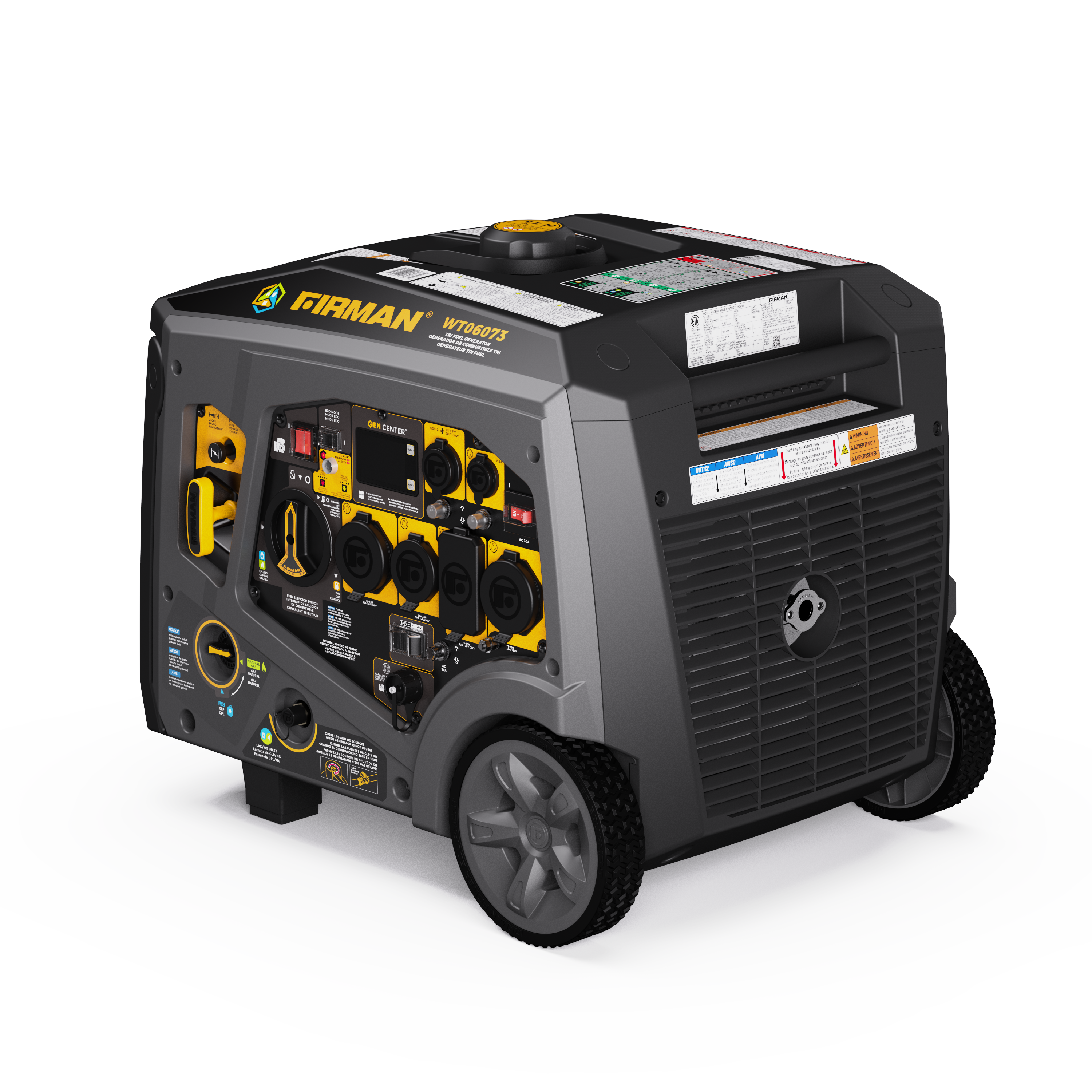 Tri Fuel Inverter Portable Generator 7500/6000W Electric Start 120/240V Parallel Ready CO Alert