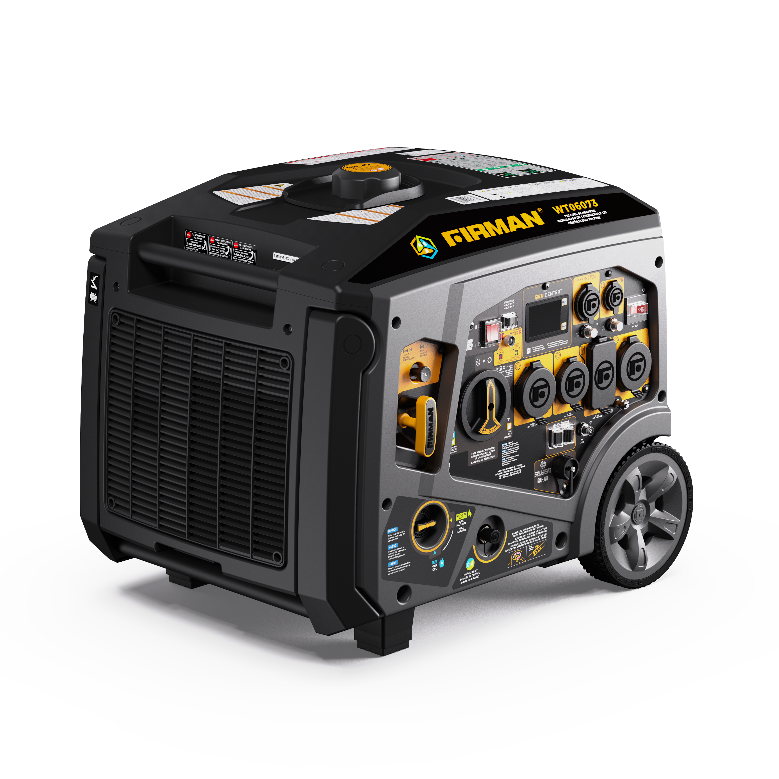 Tri Fuel Inverter Portable Generator 7500/6000W Electric Start 120/240V Parallel Ready CO Alert